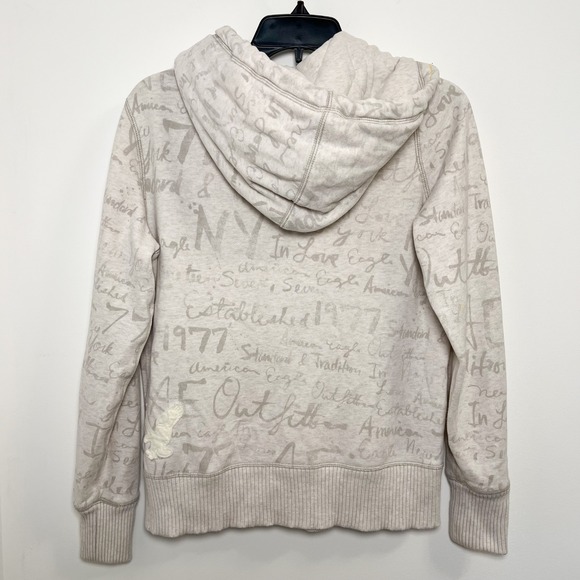 American Eagle Outfitters Women's Graphic Zip Up Hoodie Sweatshirt Script Print - Picture 9 of 12
